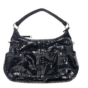 Elegant Black Crocodile Pattern Handbag